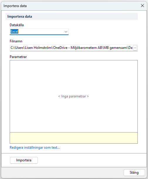 Importfönster version 3.7.7